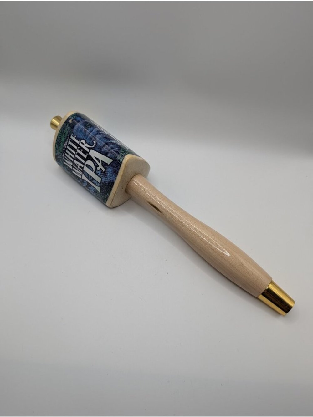 White Water Brewing Company IPA Draft Beer Tap Handle Wood Gold Accents